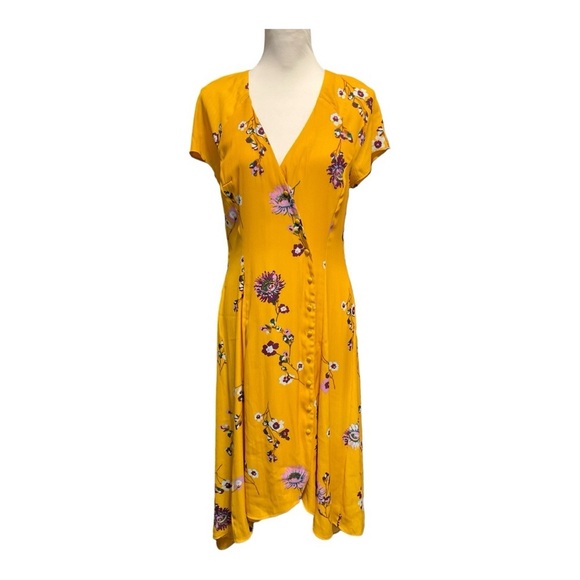 Free People Lost in You Golden Yellow Floral Print Midi Dress Size M NWT - Picture 2 of 10